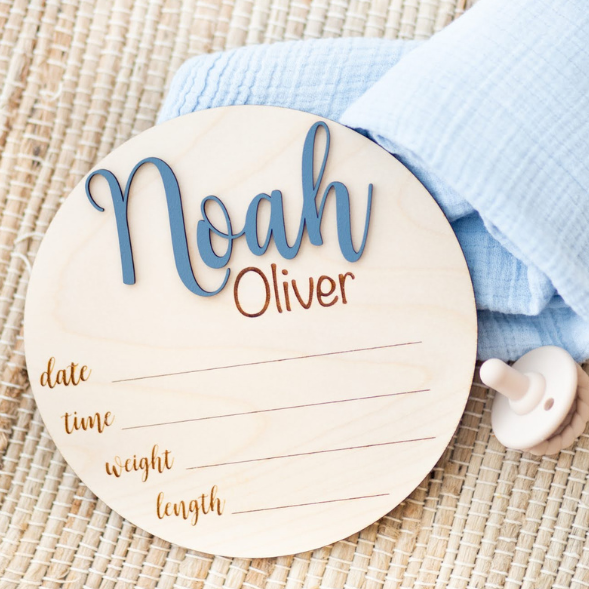 STYLE 1 - Baby Announcement & Stat Signs – Harp and Timbrel Preview